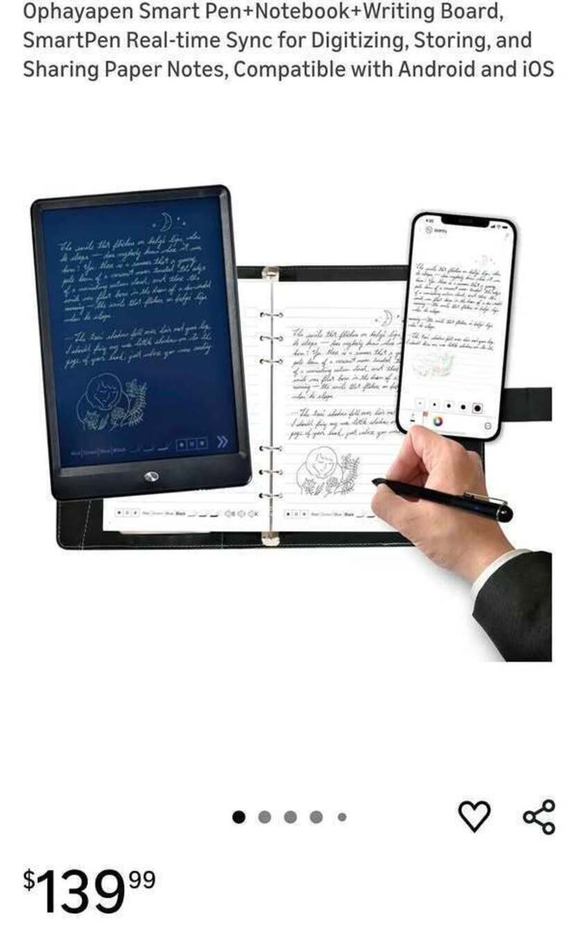 Ophayapen Smart Pen+Notebook+Writing Board, SmartPen Real-time Sync for Digitizi